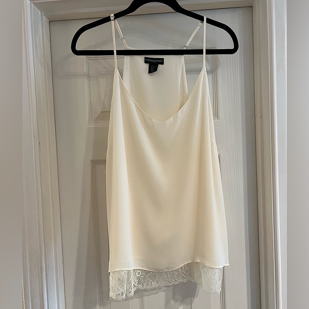Cynthia Rowley lace hem tank shell